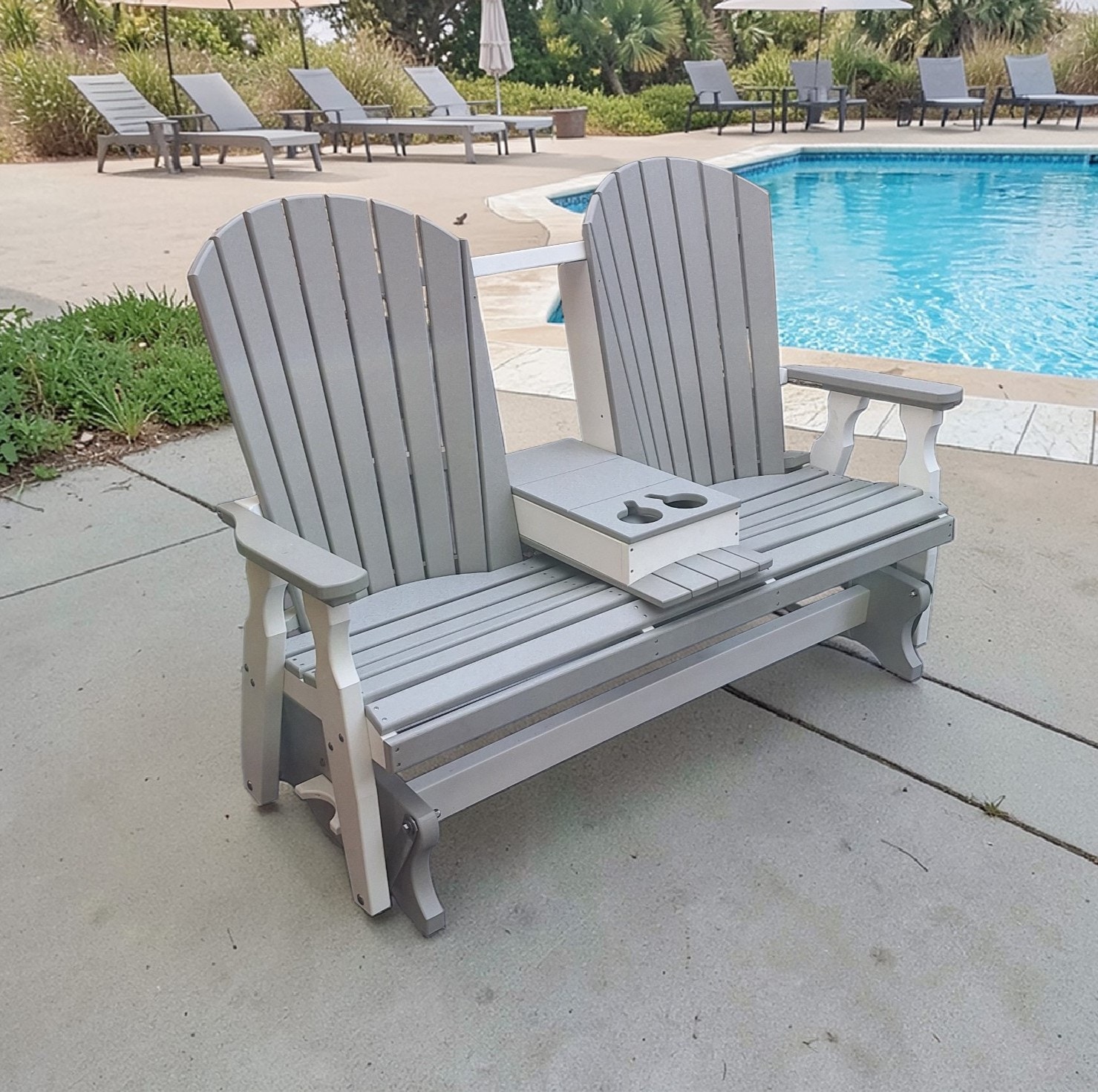 Poly Outdoor Fanback Glider Bench by Colonial Road